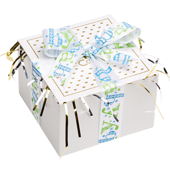 Baby Boy Cookie Gift Box with Ribbon 