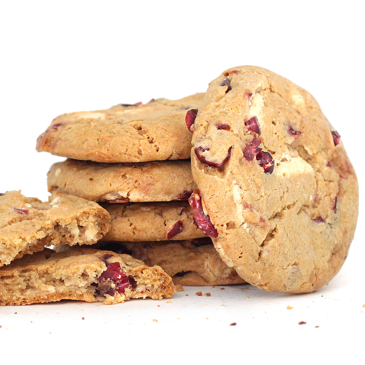 Stack of White Chocolate Cookies with Cranberries