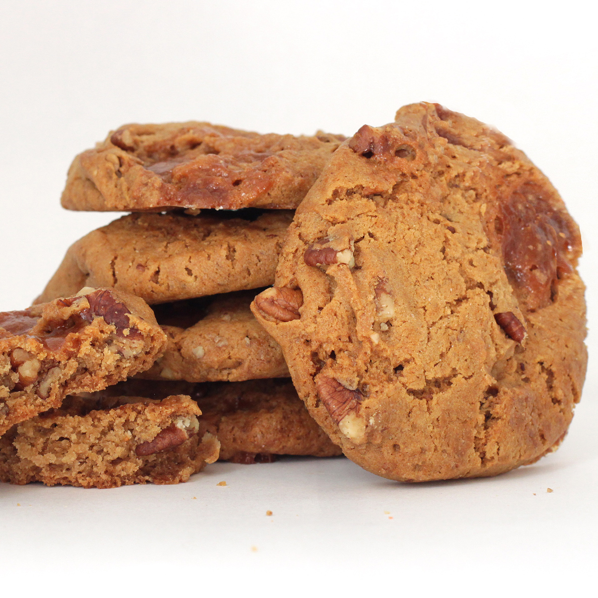 Stack of Caramel Pecan Cookies