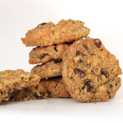 Stack of Chocolate Cookies with Coconut Macadamia Nuts