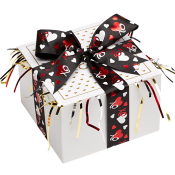 Hearts Cookie Gift Box with Black Ribbon 
