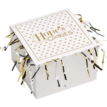 Gold Foil Cookie Gift Box with Tinsel