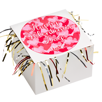 Happy Valentine's Day Cookie Gift Box with Tinsel