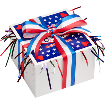 Patriotic Cookie Gift Box with Ribbon
