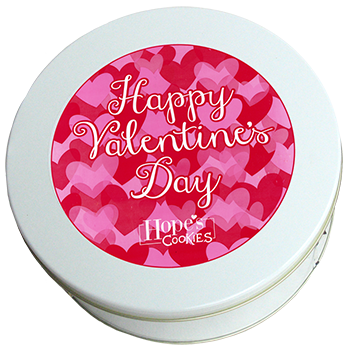 Happy Valentine's Day Cookie Gift Tin in White 